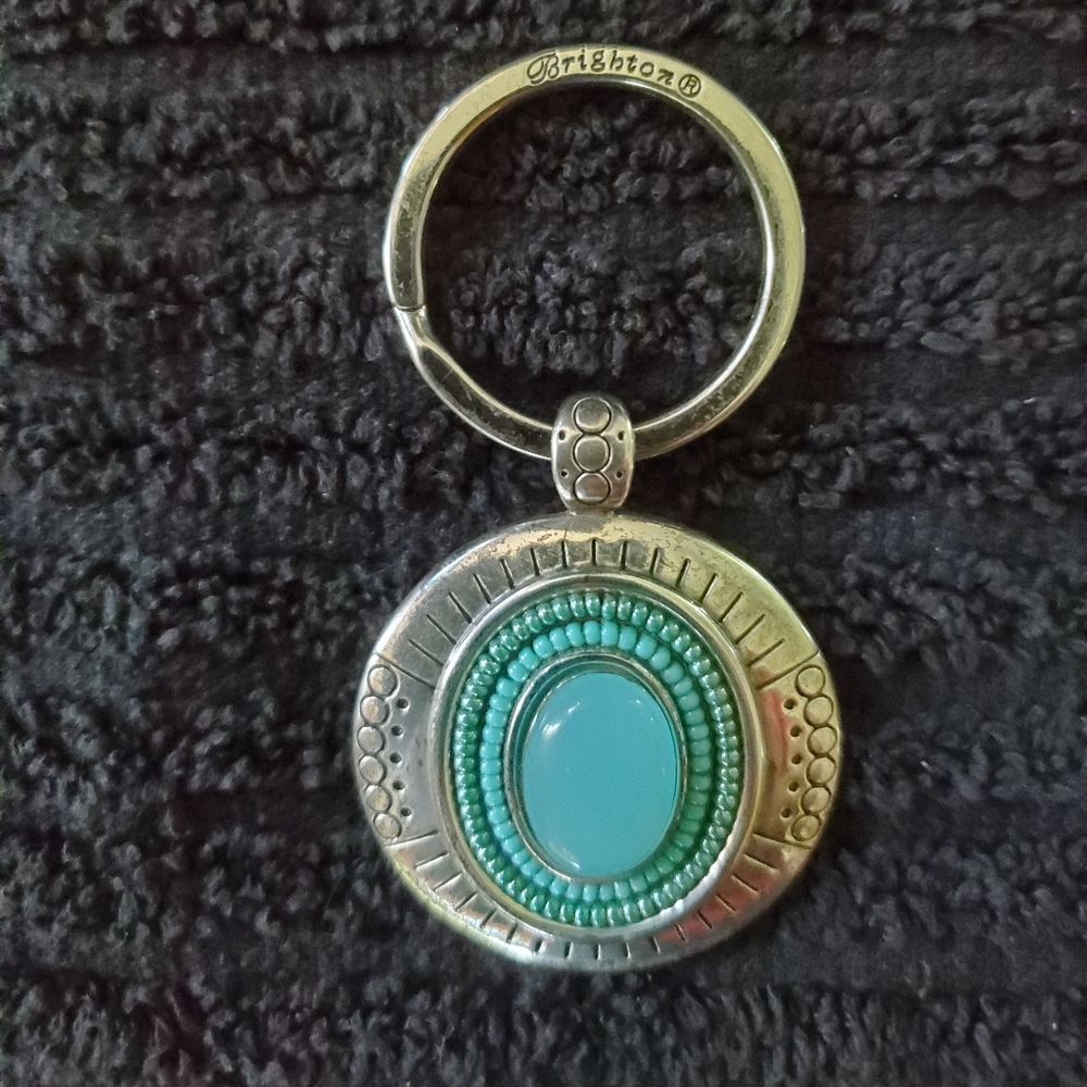 Brighton faux turquoise and silver-tone keychain